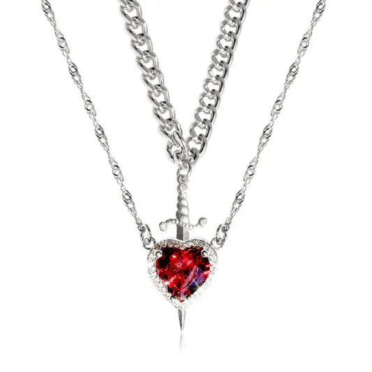 💖 CONJUNTO DE COLLARES CORAZÓN Y ESPADA