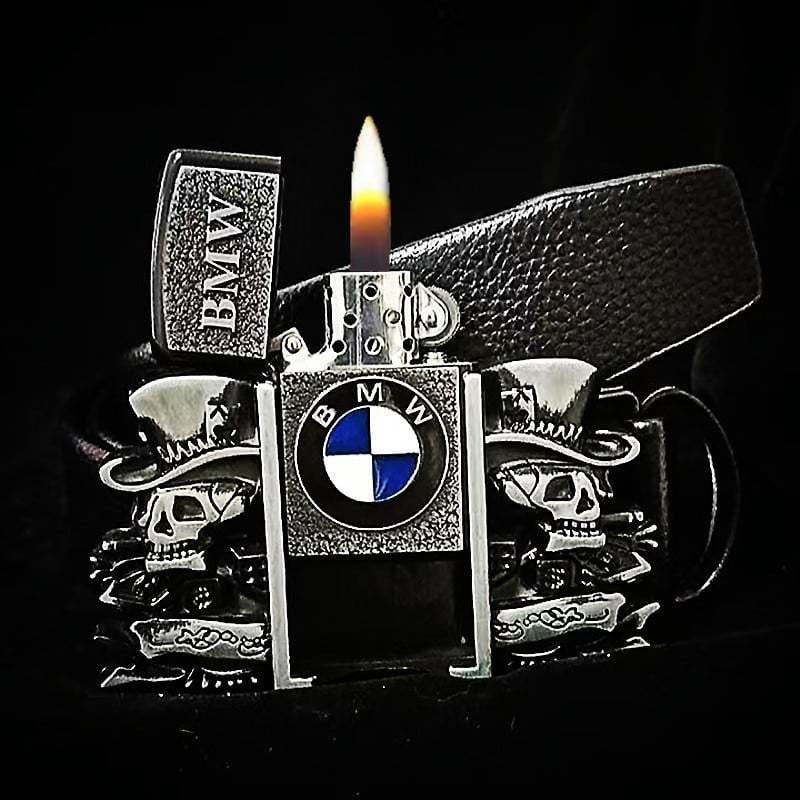 CINTURÓN DE CUERO GENUINO ESTILO PUNK DE MODA CON ENCENDEDOR 🔥