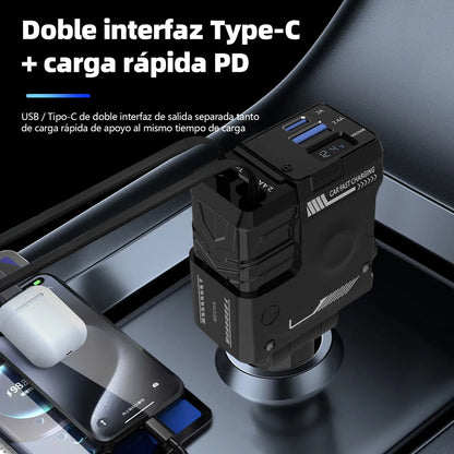 Cargador de Carro 4 en 1 Carga Rápida: ¡El Fin del Desorden de Cables y la Batería Baja!