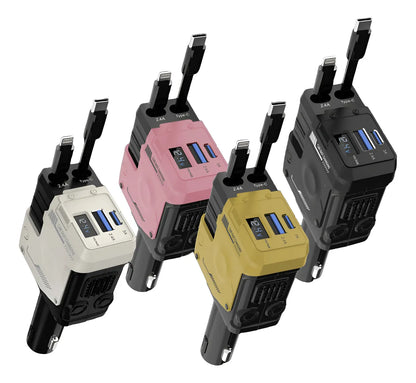 Cargador de Carro 4 en 1 Carga Rápida: ¡El Fin del Desorden de Cables y la Batería Baja!