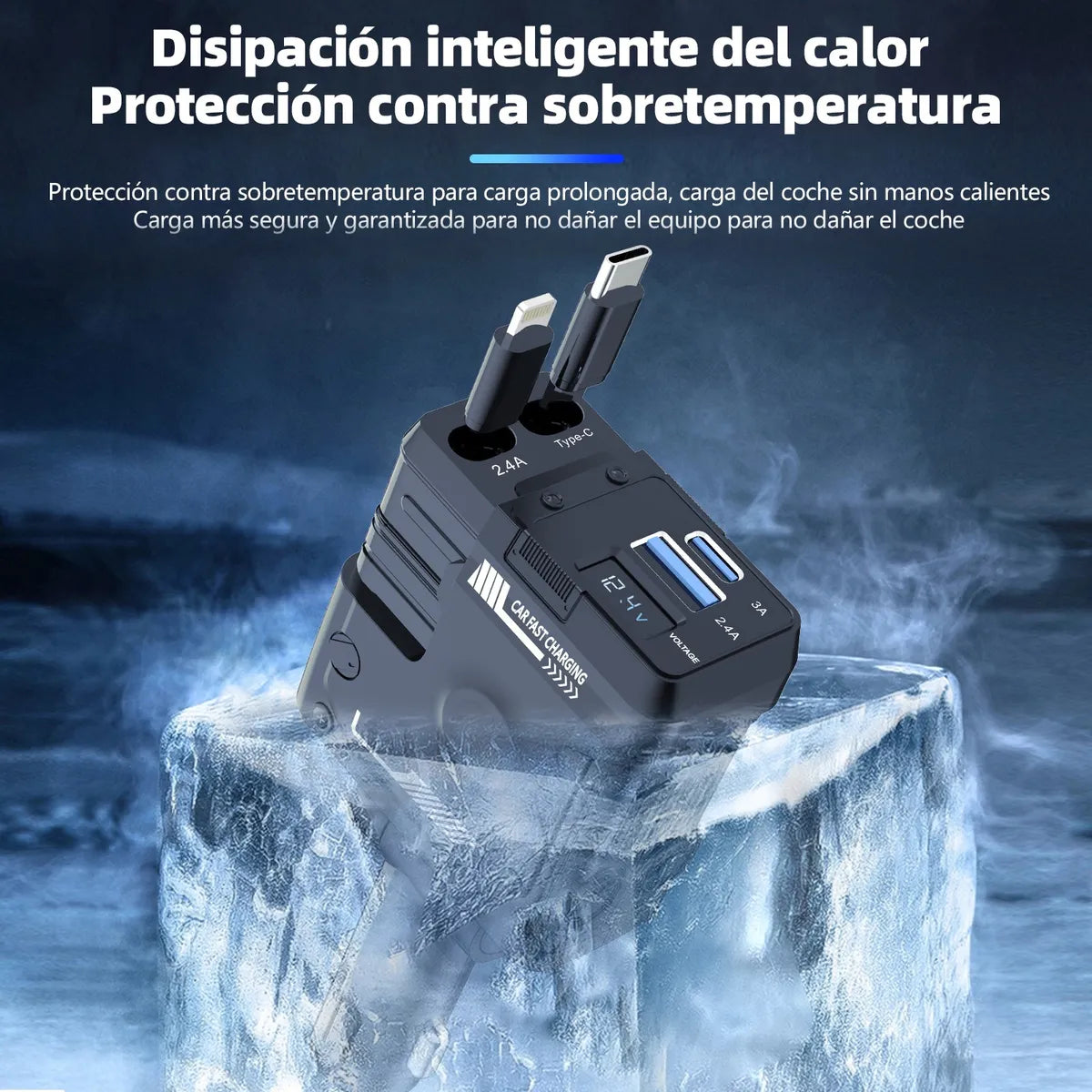 Cargador de Carro 4 en 1 Carga Rápida: ¡El Fin del Desorden de Cables y la Batería Baja!